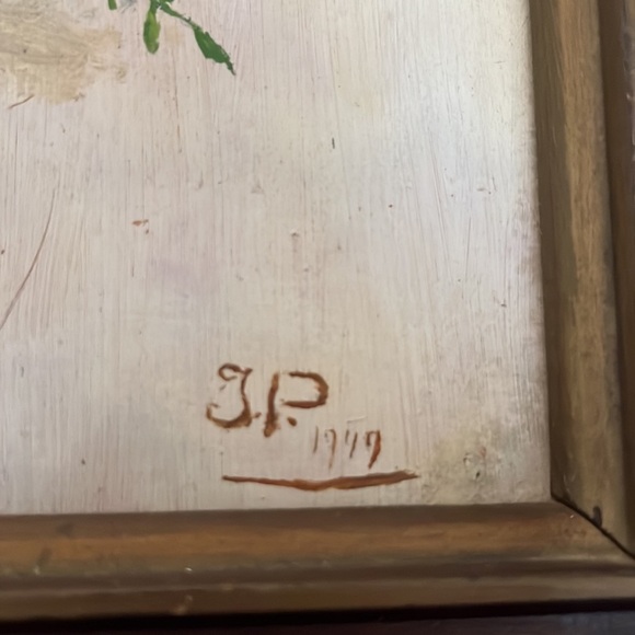 Vintage Oil Painting c1947 Bouquet of Roses in Wooden Frame Signed - Picture 2 of 14